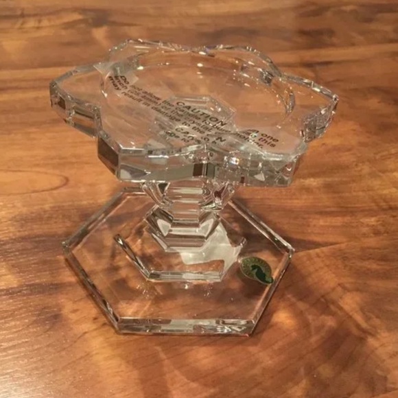 Waterford Paradisio Lead Crystal 4" Pillar Candle Holder & Candle - Picture 4 of 11